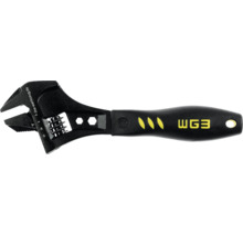 Schwarzer Rollgabelschlüssel von WG3 mit Skala und ergonomischem Griff.