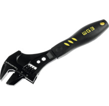 Verstellbarer Einmaulschlüssel von WGB in Schwarz mit ergonomischem Griff und Millimeterskala.