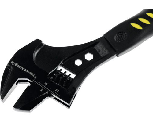 Verstellbarer Einmaulschlüssel mit Millimeterskala und ergonomischem Griff von the-werkzeug.de.