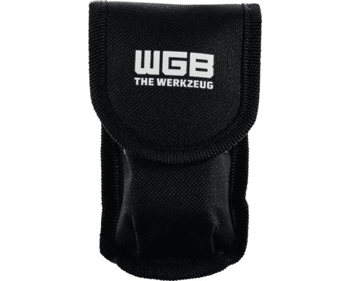 Schwarze Werkzeugtasche aus Textilgewebe, WGB Logo.