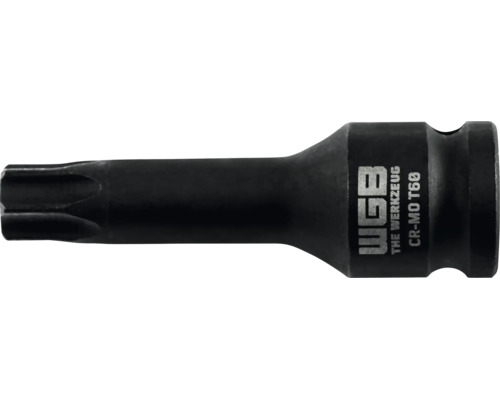 WGB Torx-Schraubendrehereinsatz T60 aus schwarzem Chrom-Molybdän-Stahl.