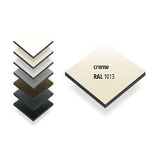 Farbmuster einer Platte in Creme RAL 1013.