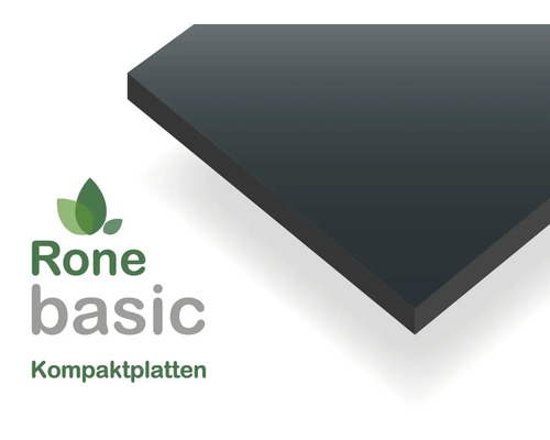 Rone basic Kompaktplatte in Anthrazit, Rone basic Logo.