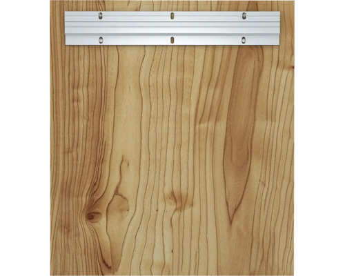 Aluminium Spiegelschiene zur Wandbefestigung auf einer Holzplatte montiert.