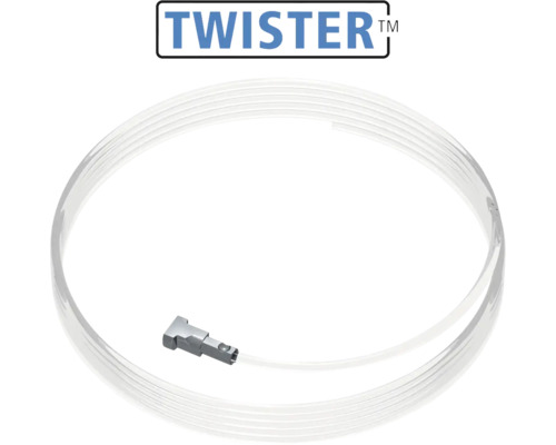 Twister Logo mit Perlonseil und Aufhängung für Bildergaleriesysteme