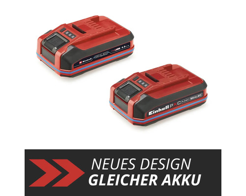 Zwei Akkus mit achtzehn Volt und vier Ampere Stunden von Einhell mit neuem Design