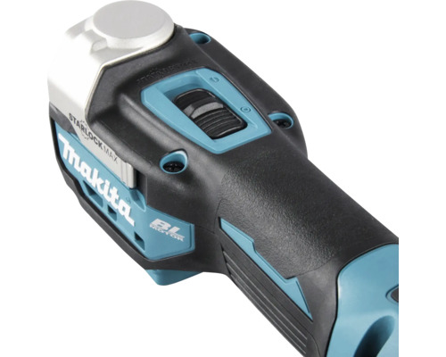 Makita Akku-Multitool mit Starlock Max Werkzeugaufnahme, bürstenlosem Motor und Schiebeschalter.