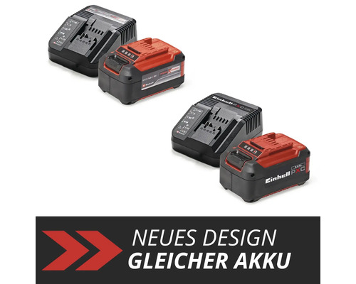 Einhell Power X-Change 18 Volt 5,2 Ah Akku und Ladegerät im alten und neuen Design