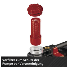 Vorfilter für Gartenpumpe mit herausnehmbarem Filtereinsatz und Schraubdeckel zum Schutz vor Verschmutzung.