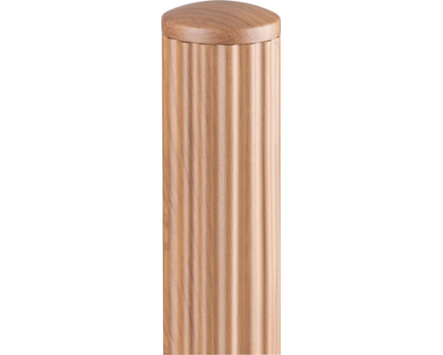 Zylindrische, geriffelte Säule aus Holz mit glatter Abdeckkappe.