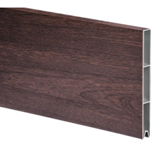 Zaunbohle in Holzoptik mit Hohlkammerprofil aus Aluminium.