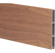 Zaunprofil aus Aluminium in Holzoptik mit Hohlkammerprofil.