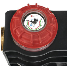 Einhell Logo auf der Saughöhenanzeige einer Wasserpumpe mit einer Skala von 0 bis 10 Meter.