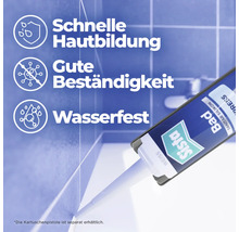 Sista Bad Sanitär Silikon Weiß beim Auftragen in eine Fliesenfuge. Vorteile: Schnelle Hautbildung, gute Beständigkeit, wasserfest.