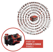 Einhell Akku-Gartenpumpe Aquinna, Teil der Power X-Change Systemfamilie mit einer Vielzahl kompatibler Werkzeuge und Gartengeräte.