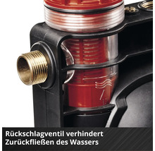 Detailaufnahme einer Wasserpumpe mit integriertem Rückschlagventil, das das Zurückfließen von Wasser verhindert.