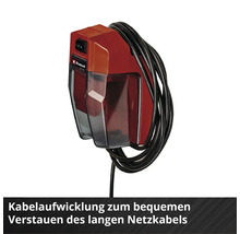 Einhell Wand-Ladegerät mit Kabelaufwicklung für das Netzkabel und transparentem Schutzdeckel.