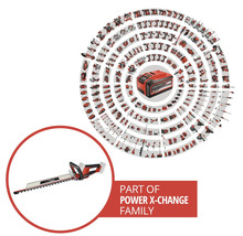 Einhell Heckenschere als Teil der Power X-Change Akku-Familie mit einer Vielzahl kompatibler Werkzeuge und Gartengeräte.