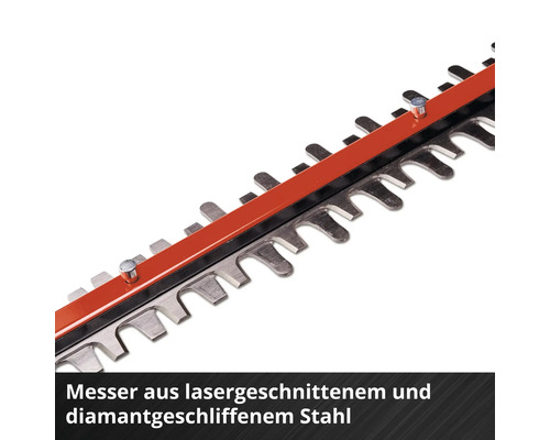 Nahaufnahme der Heckenscherenmesser aus lasergeschnittenem und diamantgeschliffenem Stahl.