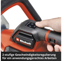 Einhell Professional Gartengerät mit zweistufiger Geschwindigkeitsregulierung, einstellbar über ein Bedienfeld mit Eco- und Max-Modus.
