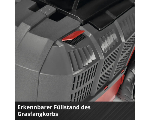 Füllstandsanzeige am Grasfangkorb eines Rasenmähers.