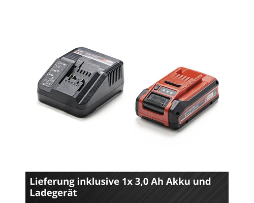 Einhell Power X-Change Starter-Kit bestehend aus einem 18 Volt Akku mit 3,0 Amperestunden und dem passenden Ladegerät