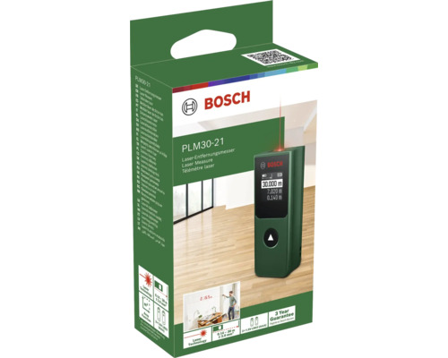 Bosch Laser Entfernungsmesser PLM 30-21 in der Verkaufsverpackung inklusive Batterien