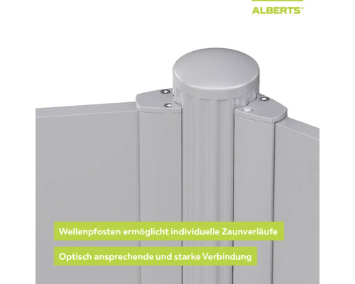 Alberts Wellenpfosten zur Verbindung von Sichtschutzelementen für individuelle Zaunverläufe.