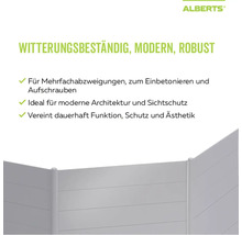 Alberts Sichtschutzzaun, witterungsbeständig, modern und robust. Geeignet für-Mehrfachabzweigungen, zum Einbetonieren und Aufschrauben.