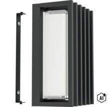 Moderne Wandleuchte in rechteckiger Form mit Rippendesign und integrierter Wandhalterung für die Außenbeleuchtung (Image AI modified or generated)