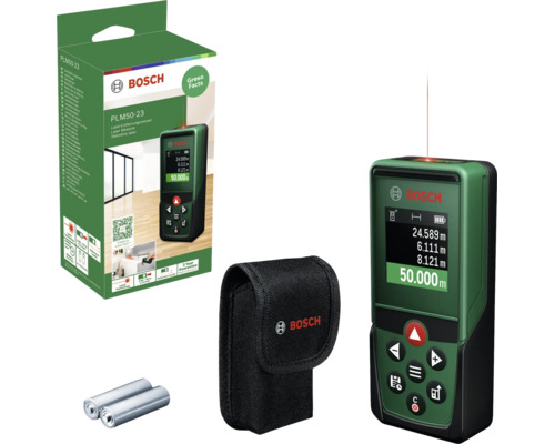 Bosch Laser Entfernungsmesser PLM 50 23 mit Schutztasche und Batterien in Verpackung