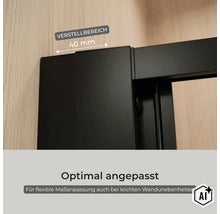 Duschwand Profil mit 40 Millimeter Verstellbereich für den Ausgleich von Wandunebenheiten. (Image AI modified or generated)