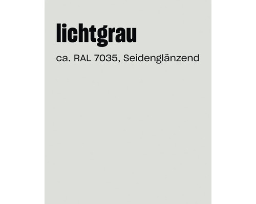 Farbkarte in Lichtgrau RAL 7035 mit seidenglänzendem Glanzgrad
