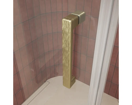 Verticaler Duschgriff aus Metall mit matter Oberfläche zur Montage an einer Duschwand.