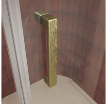 Wandgriff aus Metall mit kantigem Design zur Montage an einer Duschwand.