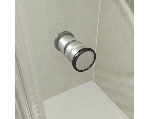 Wandrosette für Duschsystem in Metalloptik an einer gefliesten Wand