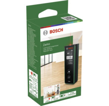Bosch Laser-Entfernungsmesser Zamo in Verpackung mit Anzeige von Messbereich und technischen Funktionen
