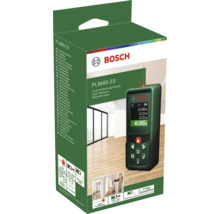 Bosch Laser Entfernungsmesser PLM 40-23 in Verpackung mit technischen Angaben und Anwendungsszenario
