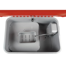 Teilewaschgerät für die Werkstatt aus Metall mit herausnehmbarer Ablage und flexibler Düse zur Reinigung von Maschinenteilen.