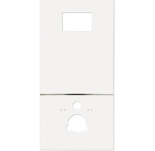 Eine rechteckige, flache Frontplatte für einen Unterputzspülkasten mit Aussparungen für Spültasten.