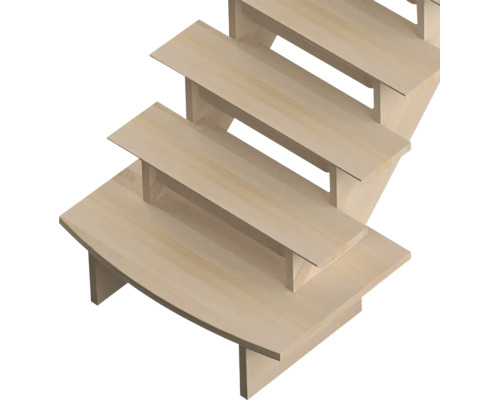 Offene Holztreppe aus Massivholz mit Trittstufen