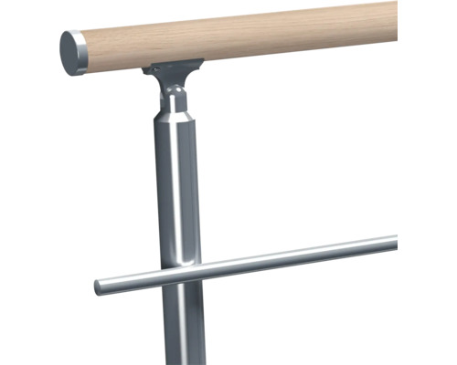 Treppengeländerpfosten mit Holzhandlauf und Metallstabhalterung für die Innenmontage