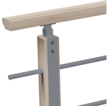 Treppengeländer Set mit Holzhandlauf und Metallpfosten sowie Metallstreben zur Montage