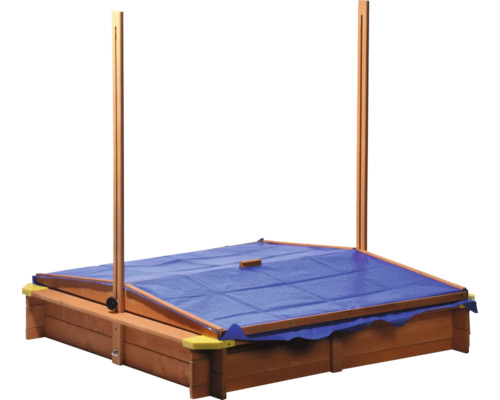 Sandkasten aus Holz mit klappbarem Dach und Abdeckplane