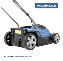 Elektro Rasenmäher mit Mulchfunktion und Mulchkeil im Lieferumfang