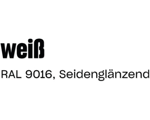 Textbaustein mit der Aufschrift weiß RAL 9016 seidenglänzend
