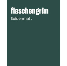Wandfarbe in Flaschengrün mit seidenmatter Oberfläche.