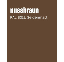 Farbkarte in Nussbraun RAL 8011 mit seidenmatter Oberfläche.
