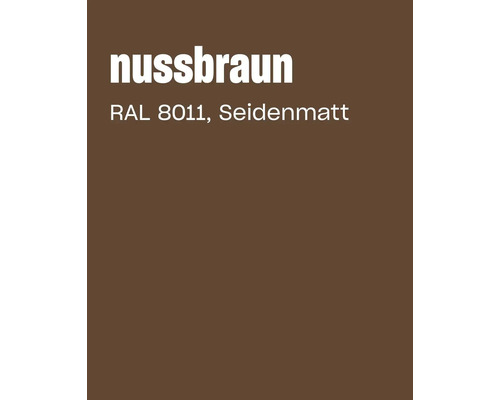 Farbkarte in Nussbraun RAL 8011 mit seidenmatter Oberfläche.