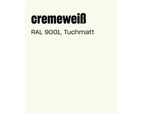Farbkarte in Cremeweiß RAL 9001 mit tuchmatter Oberfläche